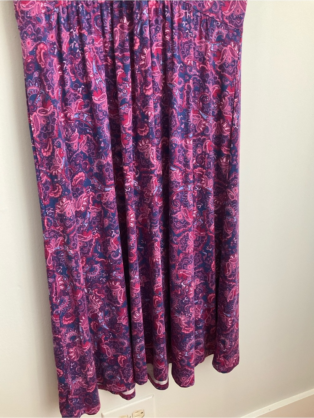 L.L. Bean Large Purple and Pink Paisley Midi Dress NWT - Picture 5 of 9